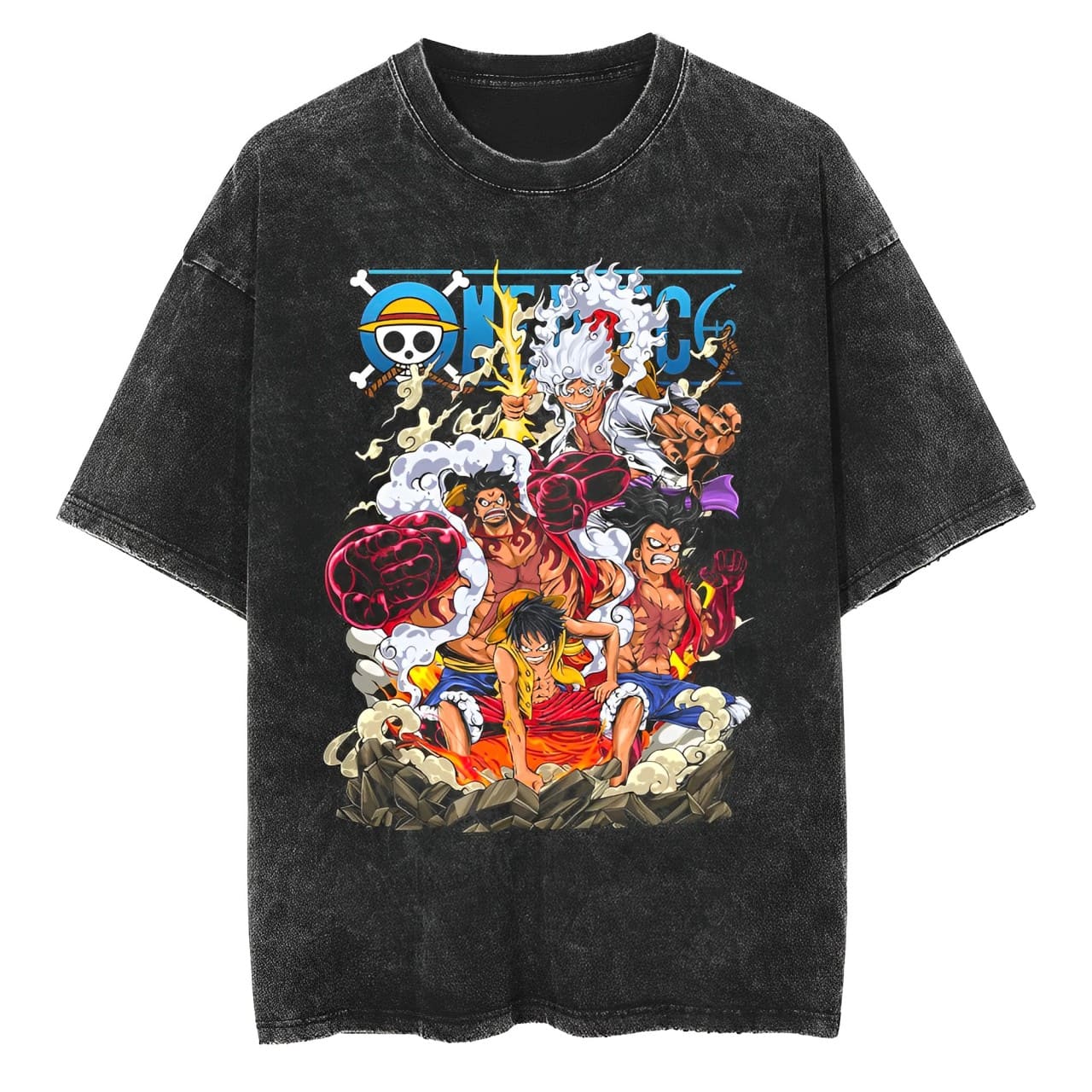 Acid Wash Vintage Graphic T Shirt - T-Shirt One Piece Luffy Gear 2