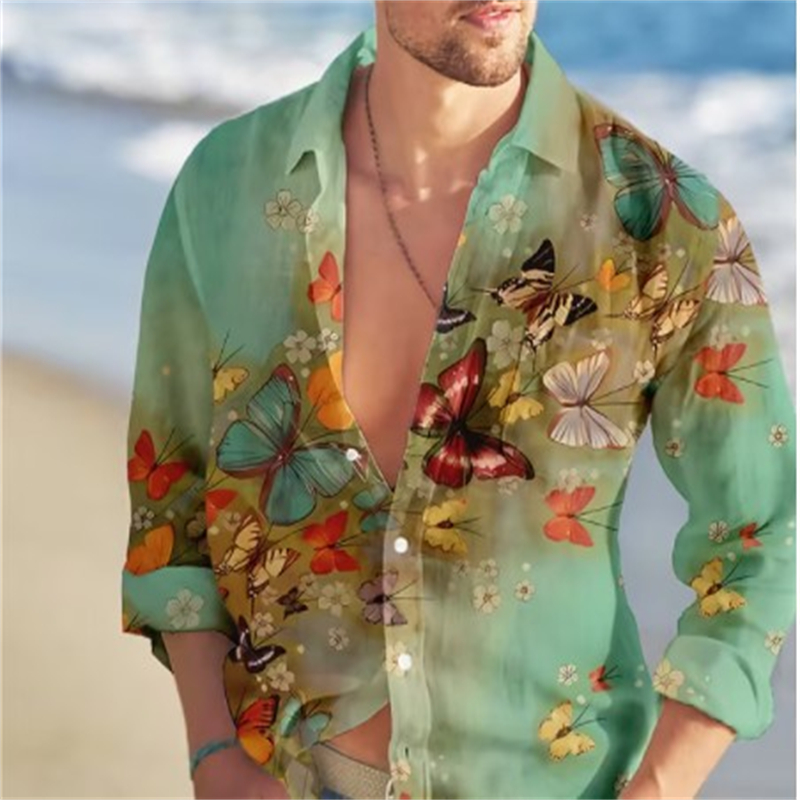 Vintage Hawaiian Floral Shirt - Camicie hawaiane a farfalla camicie con