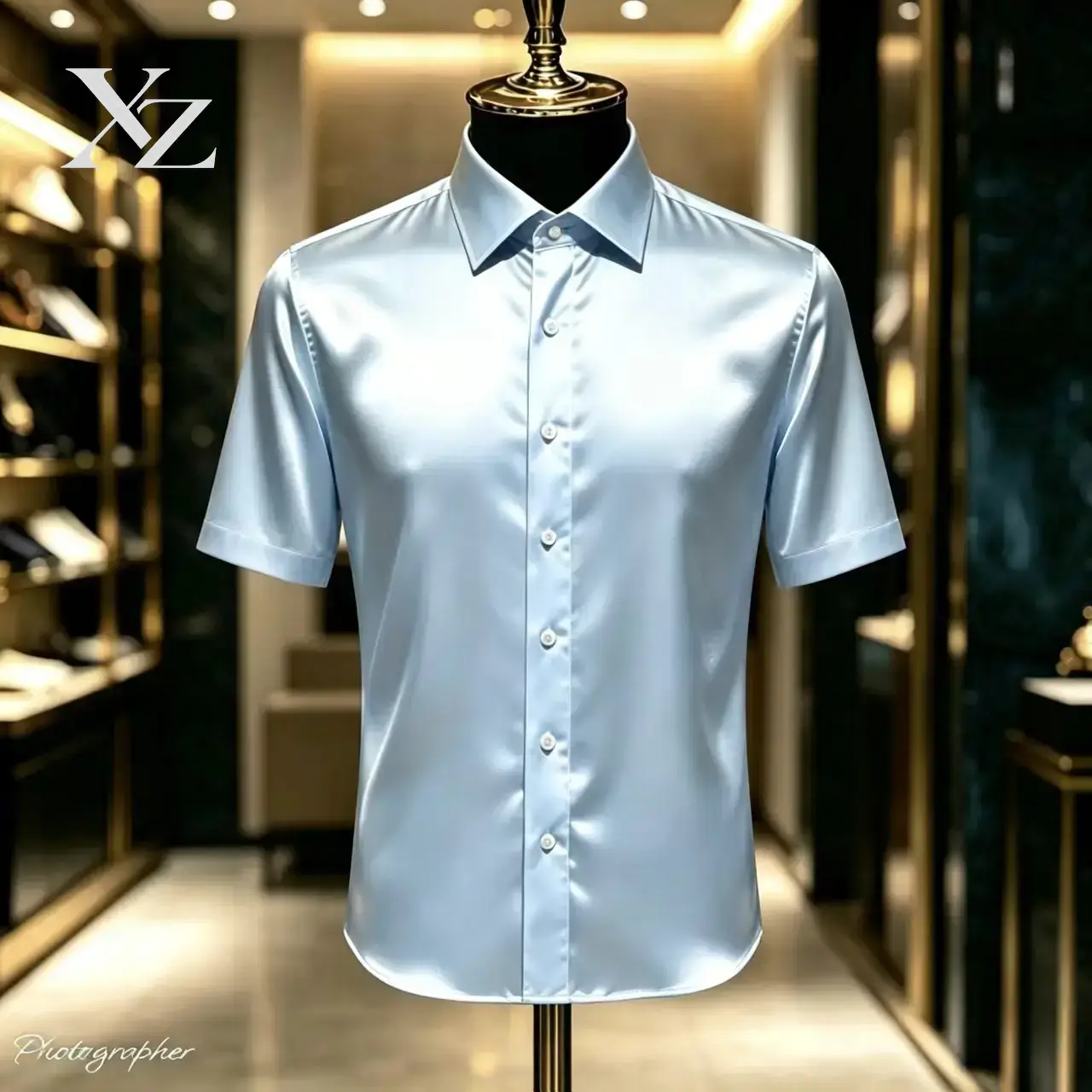 Mens Satin Silk Dress Shirt - Camicia elegante da uomo, in raso,