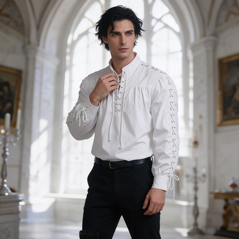 Camicia da Pirata Medievale da - Medieval Gothic Lace Up Pirate Shirt recensione e prezzo