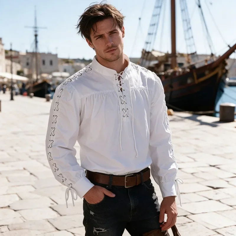 Camicia da Pirata Medievale da - Medieval Gothic Lace Up Pirate Shirt recensione e prezzo