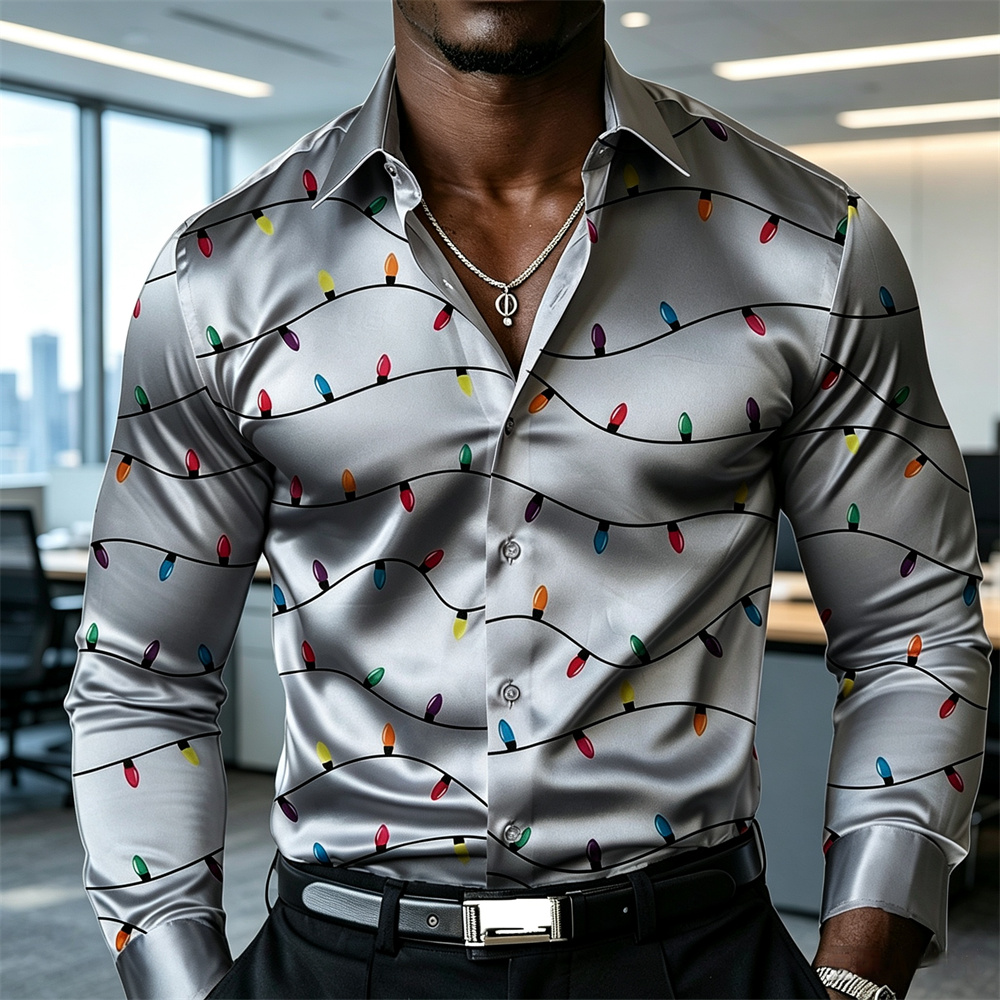 Camicia da uomo natalizia con  - Mens Satin Silk Dress Shirt recensione e prezzo